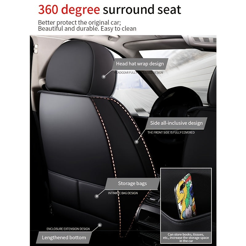 Universal Car Seat Cover PU Leather Cushions Protector for Four Seasons