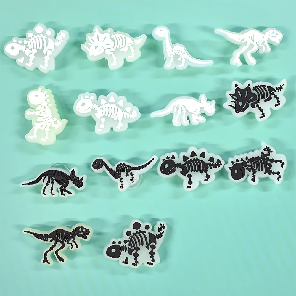 Unisex Kids PVC Dinosaur Shoe Charms Fluorescent Black and White Glowing Accessories