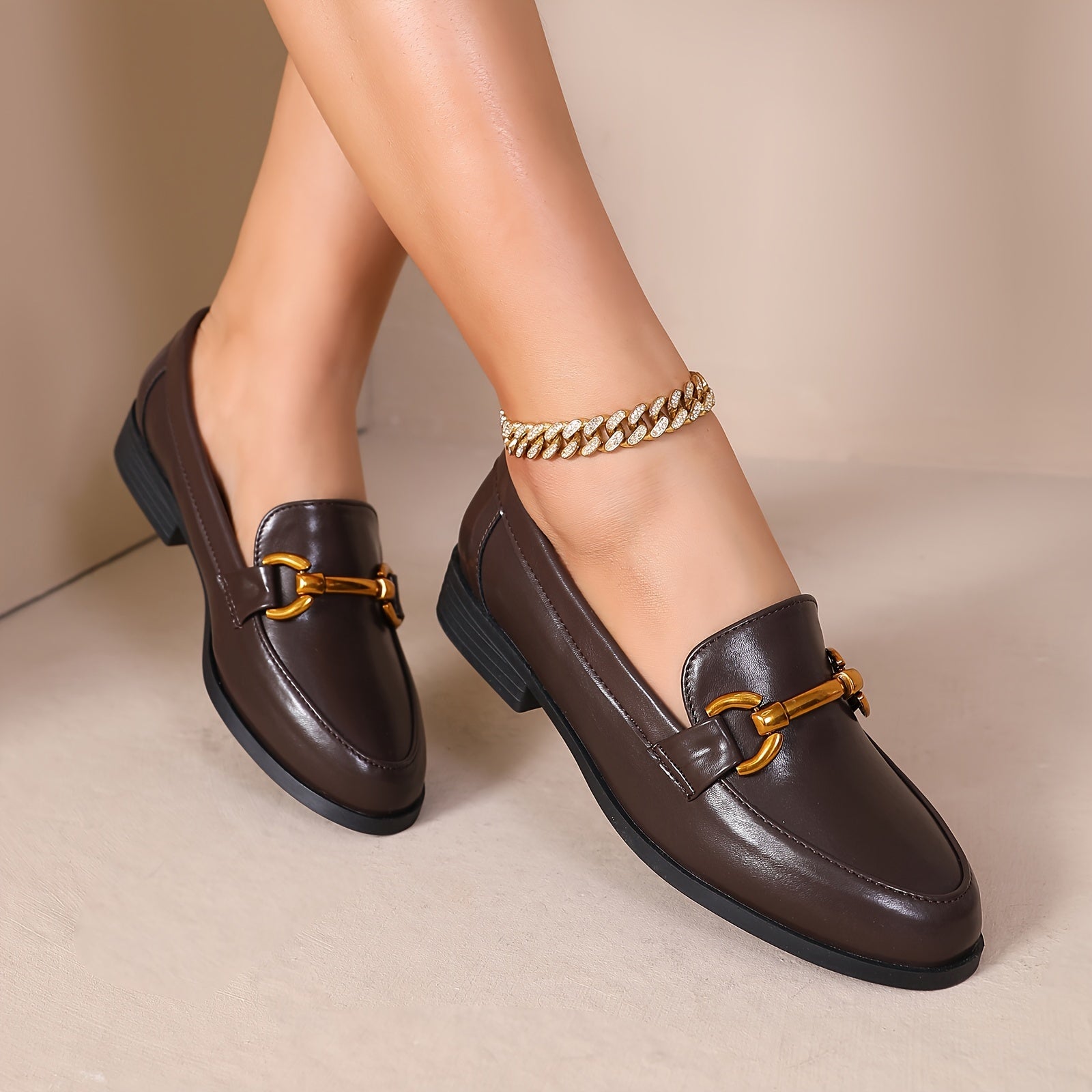 Women's Retro Faux Leather Penny Loafers Slip-On Shoes for Casual and Dressy Wear
