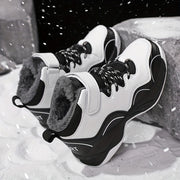 Kids Winter Basketball Sneakers High-Top Fleece-Lined Non-Slip Casual Outdoor Black White