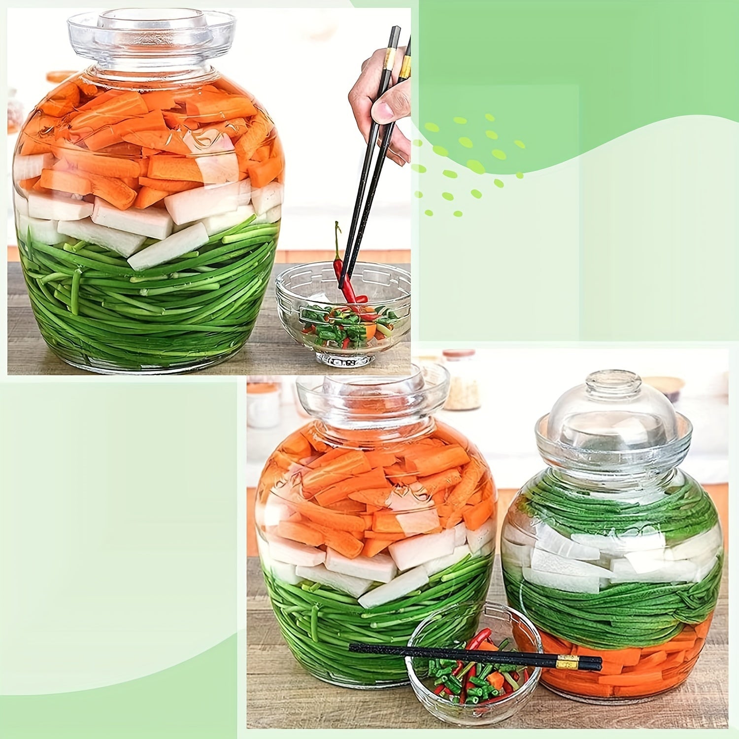 Glass Pickle Jar with Lid 2500ml 84oz Includes Cleaning Brush for Fermenting Kimchi Sauerkraut
