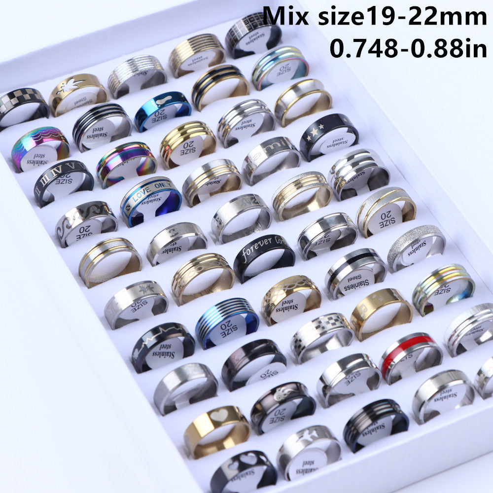 Set of 20 Stainless Steel Heart Design Fashion Rings for Men and Women