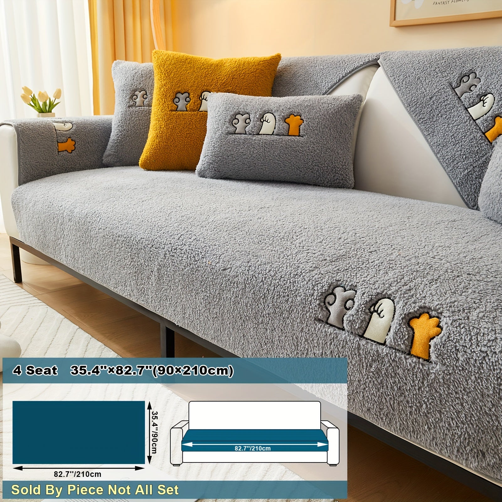 Плюшевый чехол на диван Sherpa, противоскользящий, защитный чехол для мебели для домашних животных для гостиной