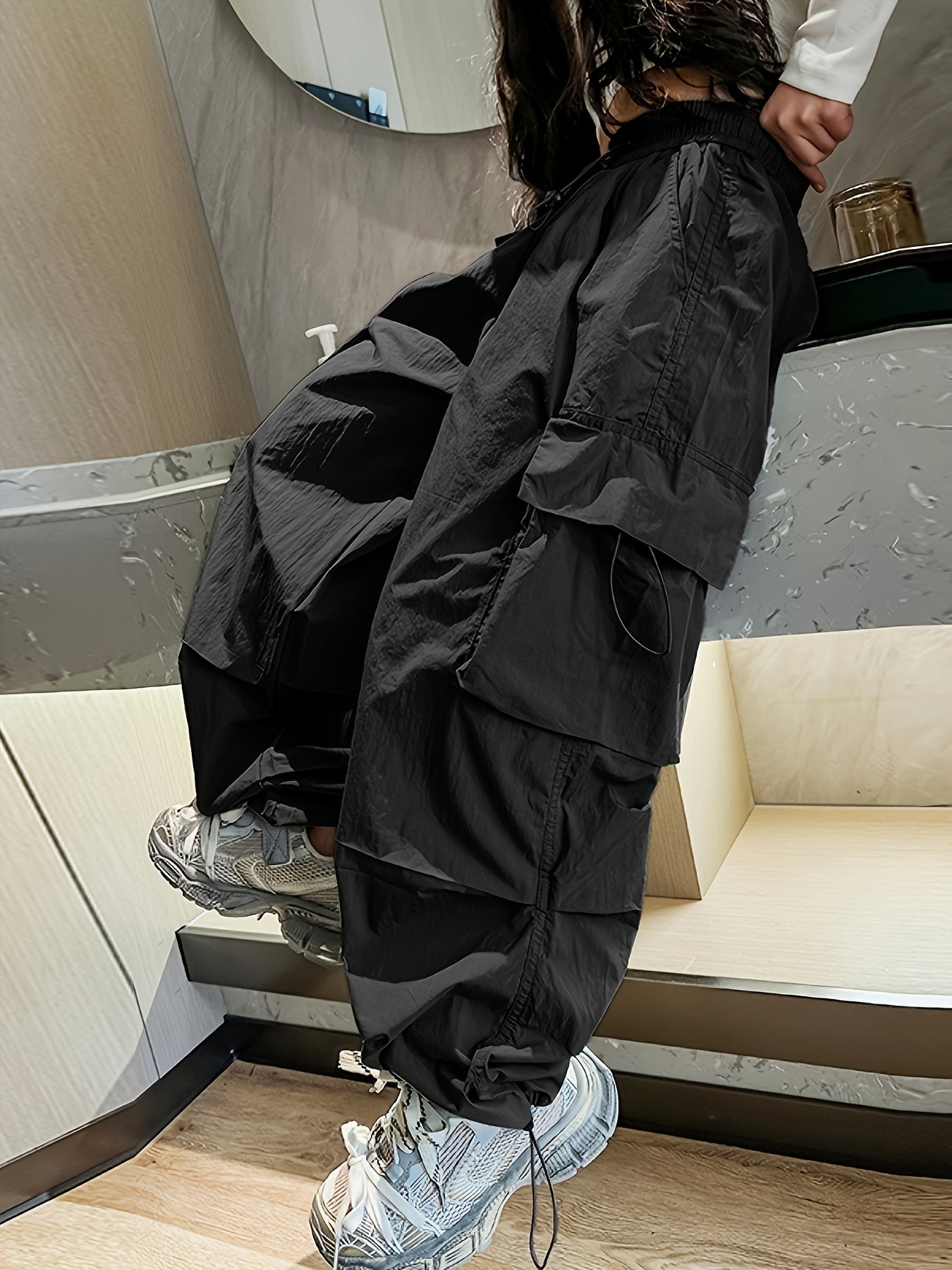 Девочки Быстросохнущие широкие штаны-карго с карманами для активного отдыха