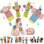 Baby Toy Set for Newborns and Infants Soft Plush Wrist Rattle Foot Detector Sock Musical Note Design