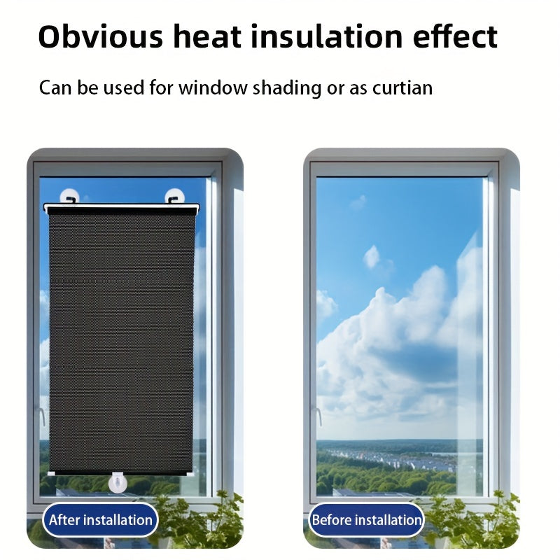 Oson o'rnatiladigan issiqlik izolyatsiyalovchi quyosh soyasi, oshxona, balkon va yashash xonasi uchun shisha derazalar uchun muhrli qopqoq bilan. Teshik ochish talab qilinmaydi.