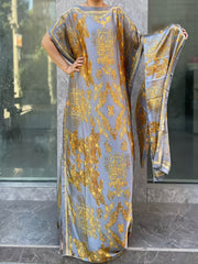 Ayollar uchun katta o'lchamli gullar bilan bosilgan tunik kiyiqi polyester batwing qo'lqopli barcha mavsum uchun