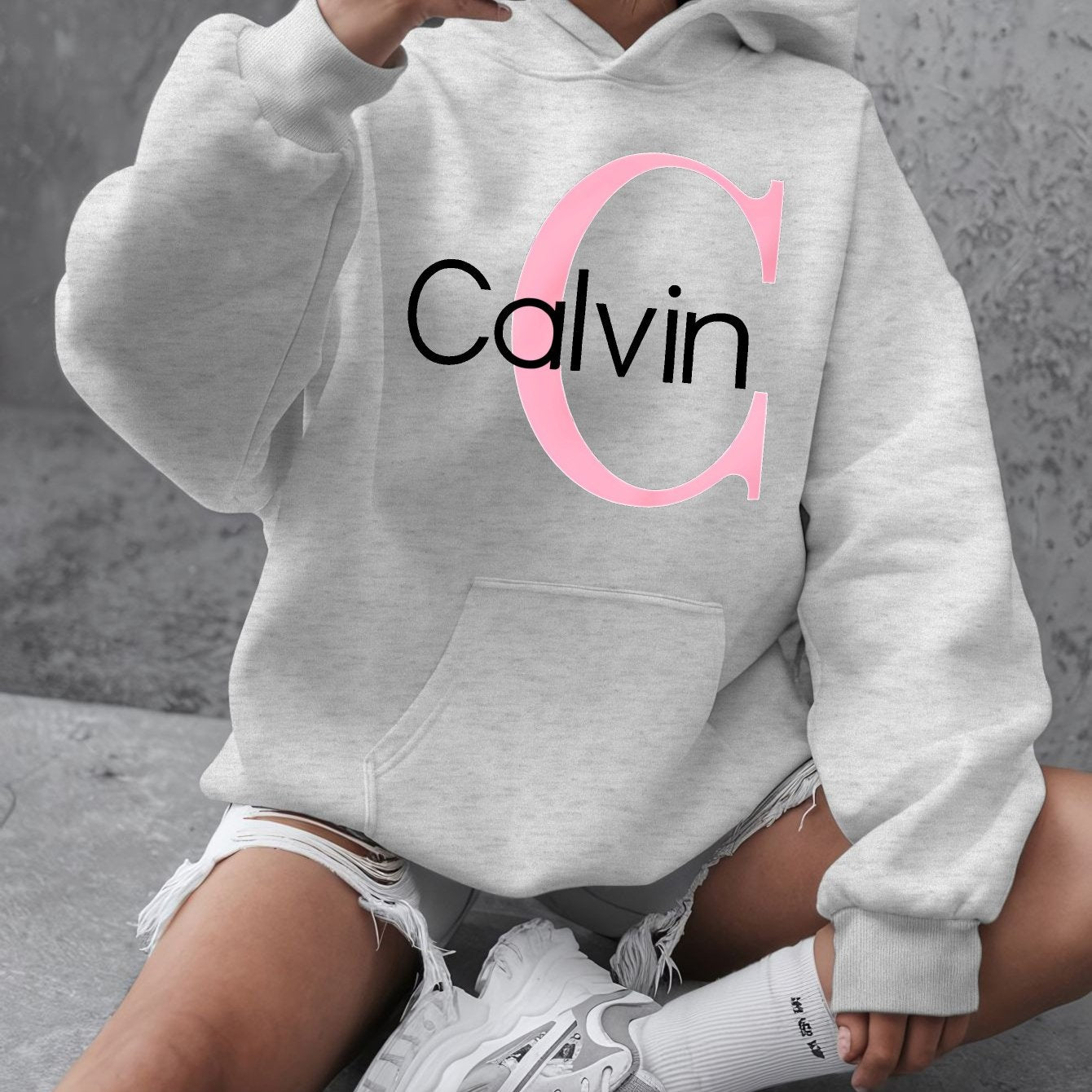 Women's Plus Size Graphic Hoodie Long Sleeve Pullover Beige Fall Winter