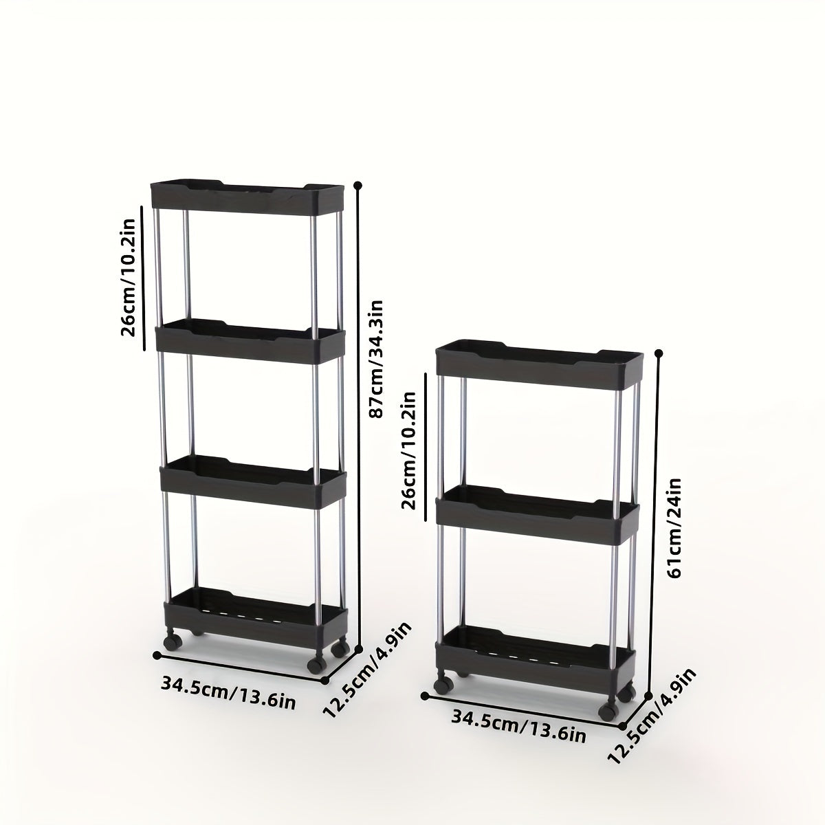 White Plastic Slim Rolling Storage Cart for Bathroom and Kitchen Organization