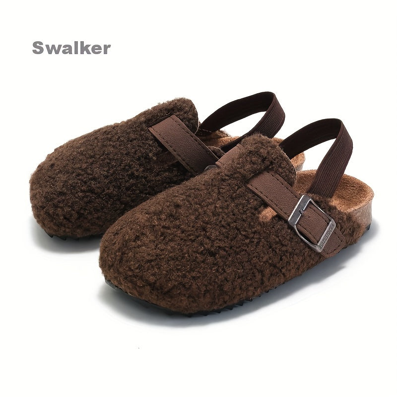 Girls Mule Shoes for Autumn and Winter Lightweight Fabric Geometric Spike Low Top