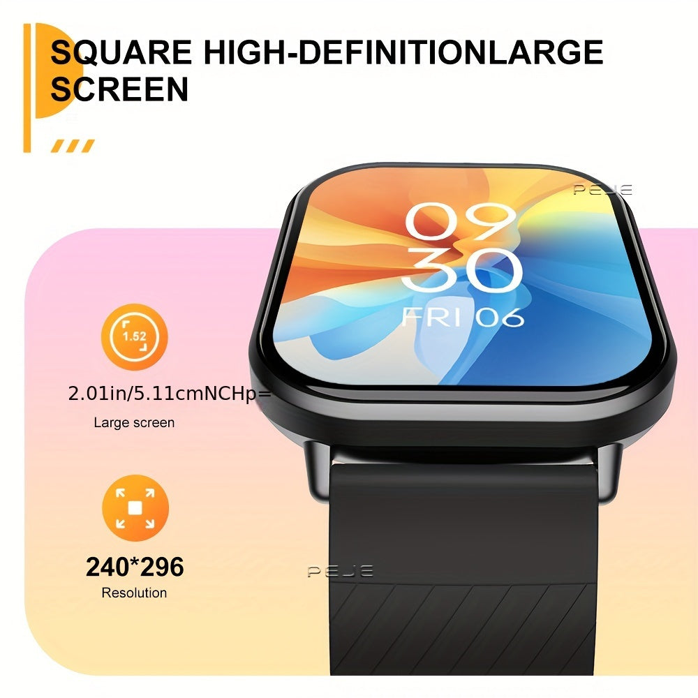 PEJE Aqlli Soat 5.11 sm TFT Sensorli Ekran, Suvga chidamli, Simsiz qo'ng'iroq qilish, 100+ rejim bilan Sport Fitness Kuzatuvchi, 280mAh qayta zaryadlanadigan batareya, Silika Gel Kamar, JL7012F6 Chip, 240p