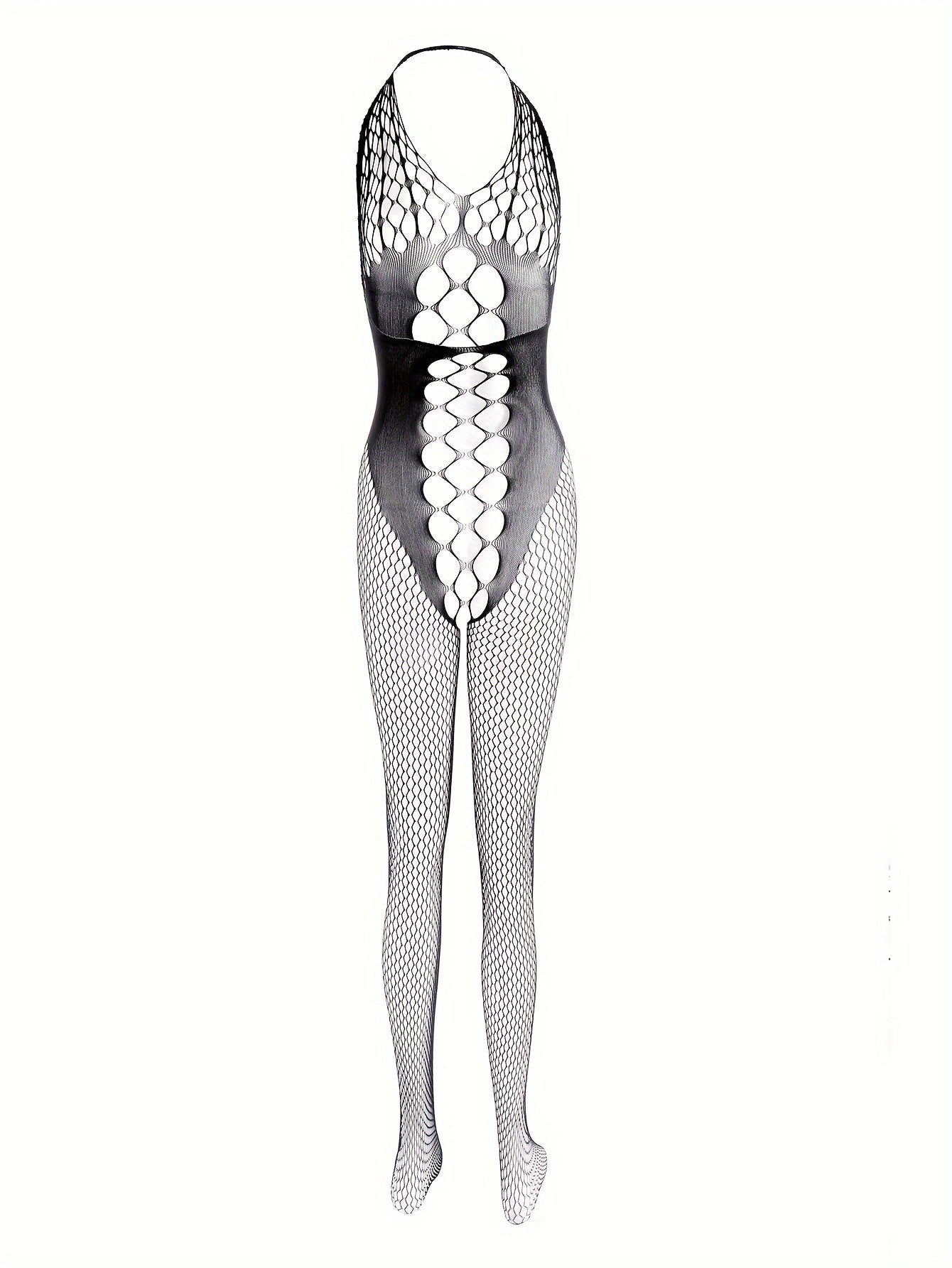 Women's Fishnet Bodystocking with Hollow Out Sleeveless Mesh Design