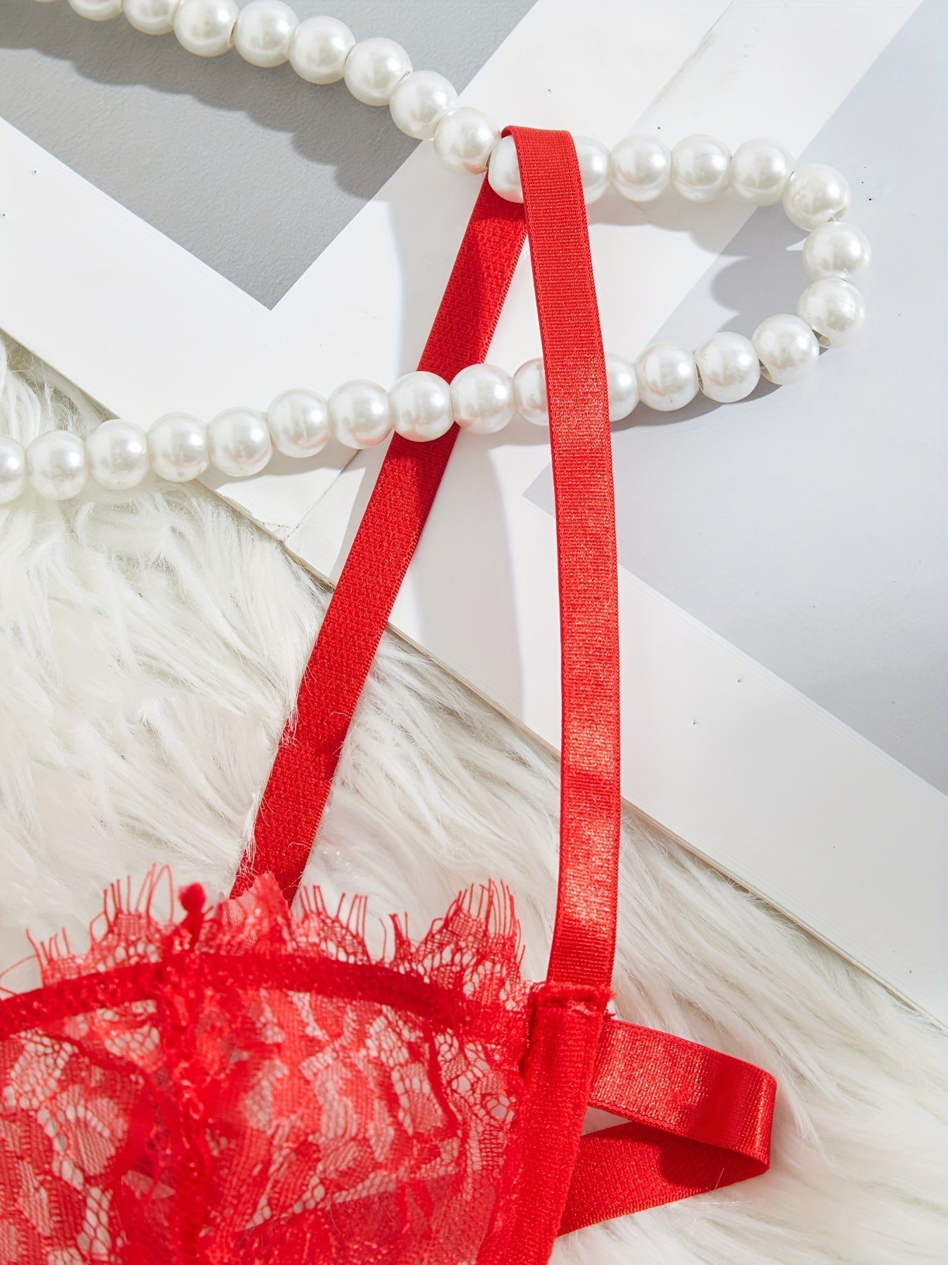 Women's Red Lace Bralette and Thong Set with Steel Bands for Special Occasions