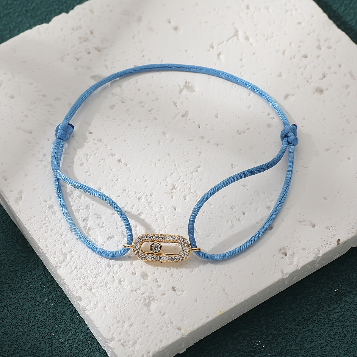 Women's Geometric Adjustable Bracelet with Zirconia and Vibrant Rope