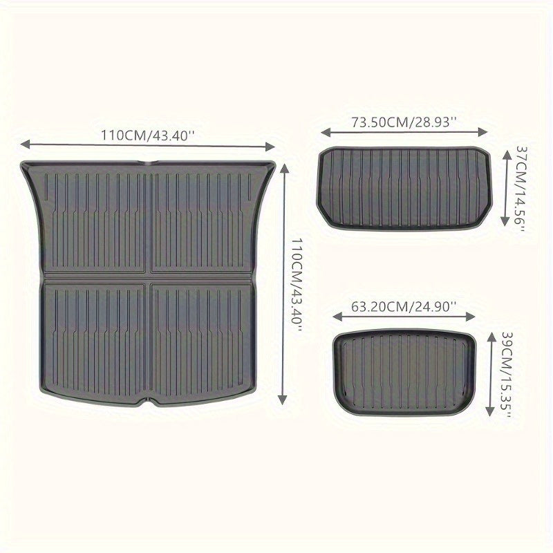 Waterproof TPE Cargo Trunk Mats for Tesla Model Y and Model 3 Highland