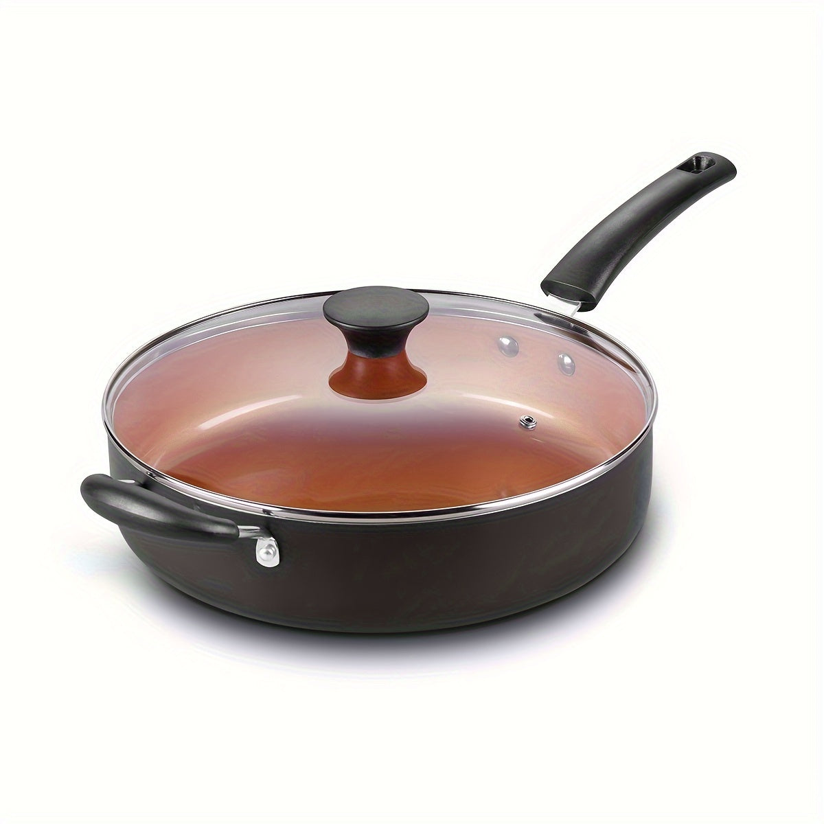 Большая антипригарная глубокая сковорода - 30,48 см, совместимая с индукцией, сковорода для жарки 5Qt с крышкой, керамическое покрытие, вспомогательная ручка, 100% без PFOA, PFOS, APEO - Здоровое приготовление пищи