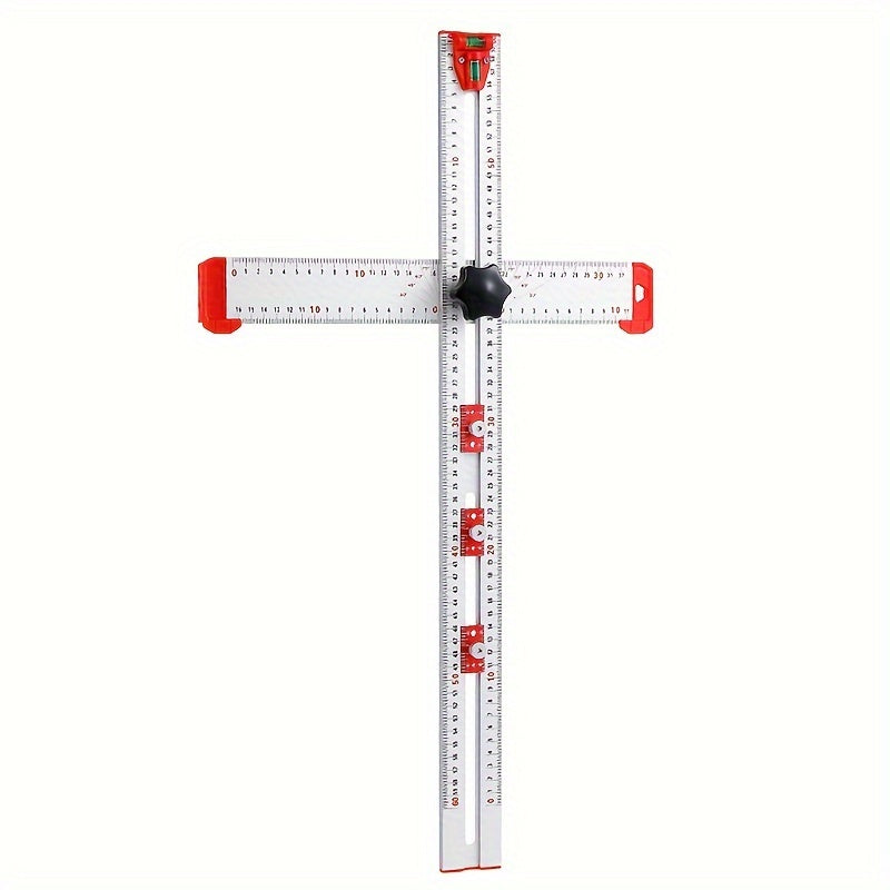 Precision Aluminum Alloy Drilling and Positioning Ruler with Multi-Angle T-Square and Bubble Level