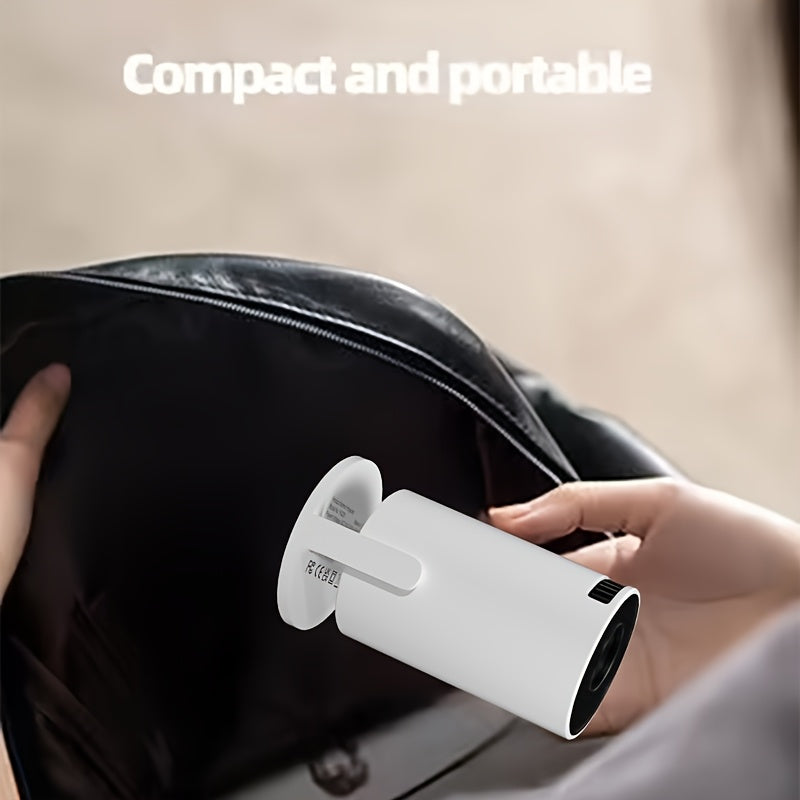 Mini Portable Projector with WiFi 6, 180° Rotatable, White for Home Theater