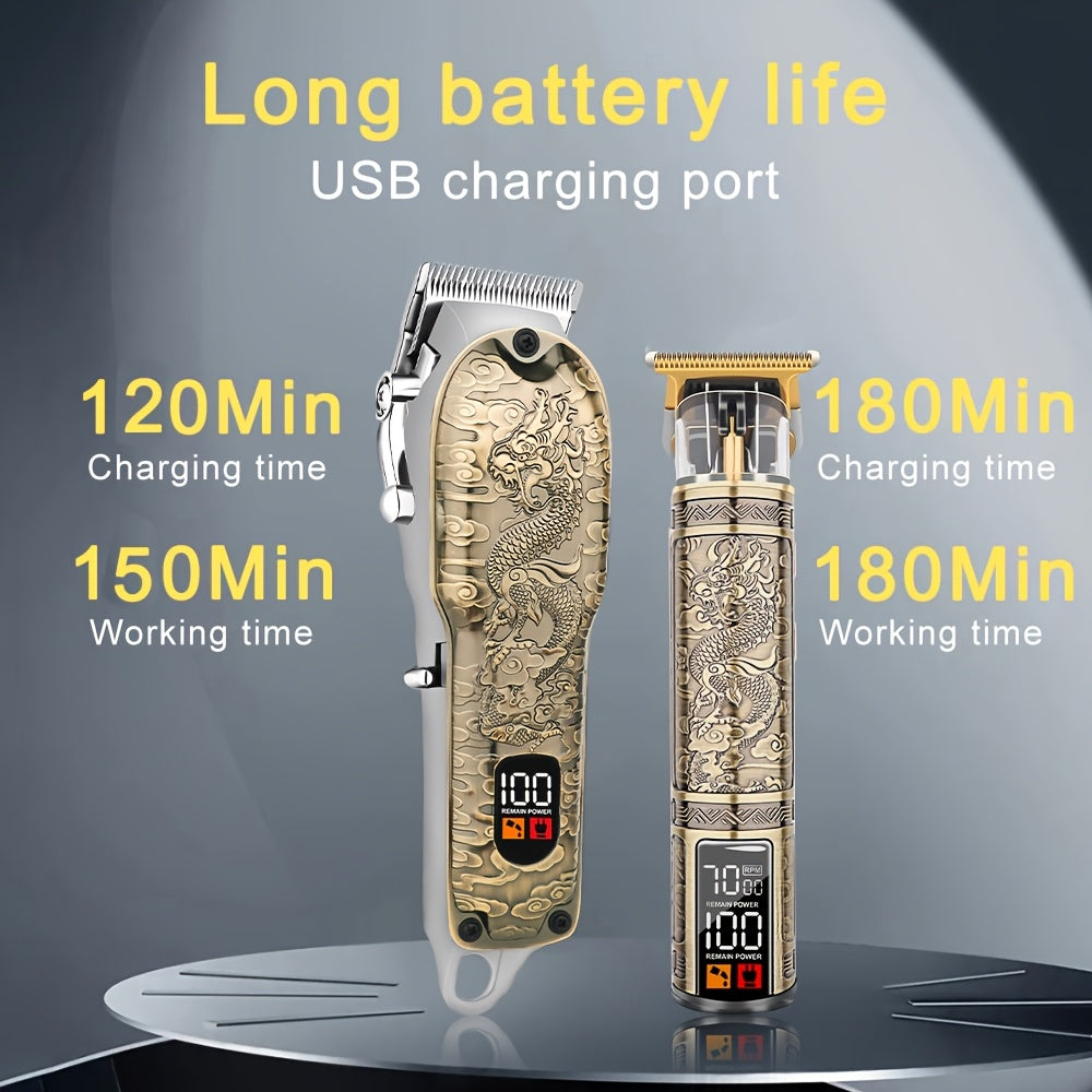 Set de cortapelos eléctrico inalámbrico con recarga USB, recortadora de metal para hogar y viajes