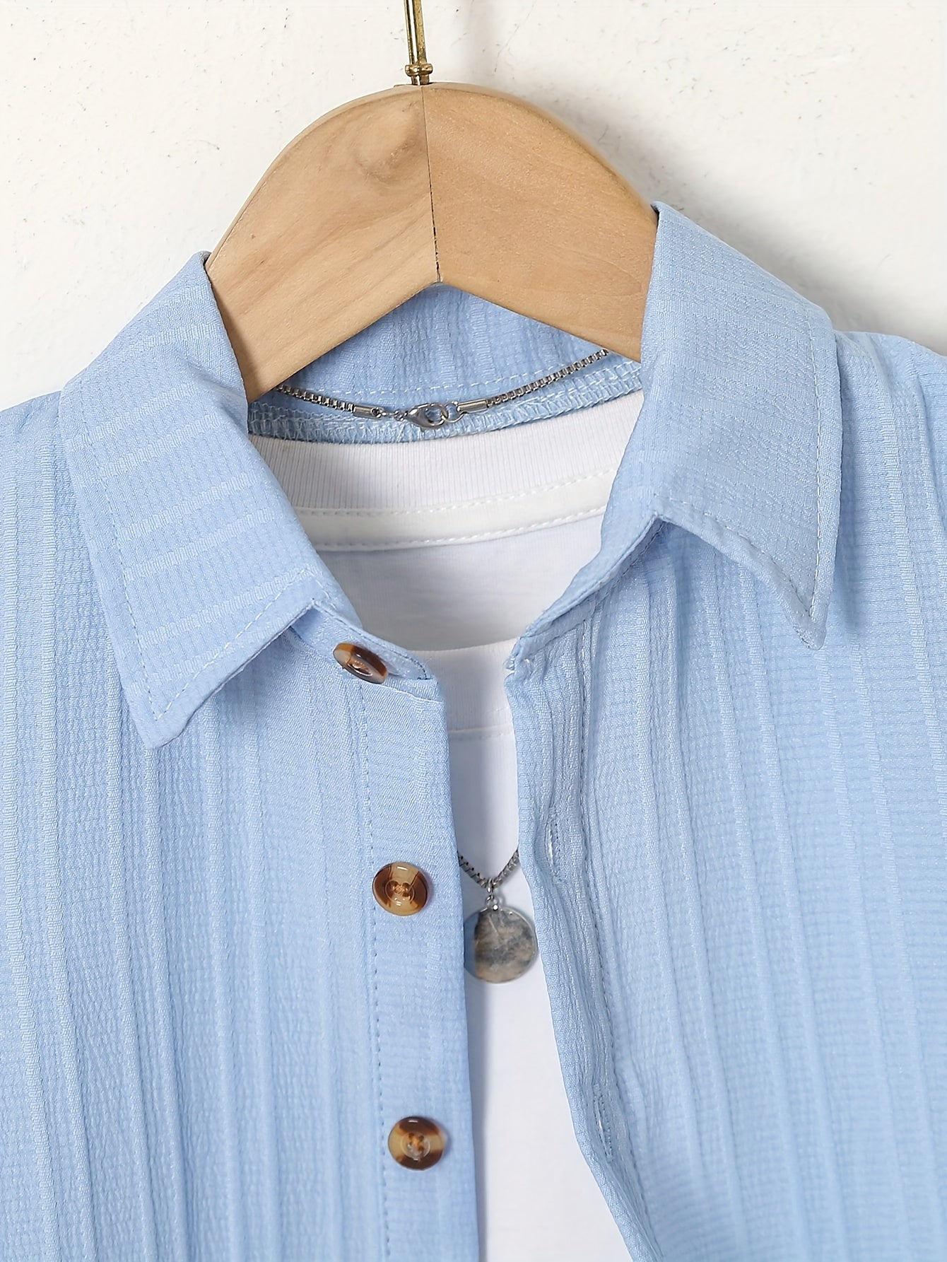 Boy's Summer Cotton Button Shirt and Shorts Set Age 12 and Under