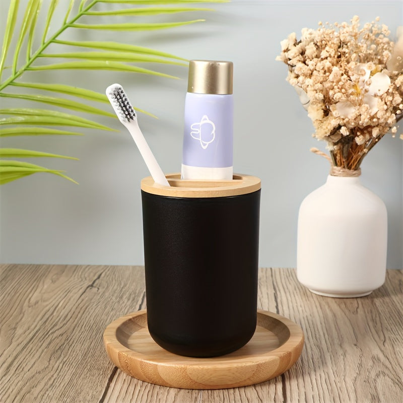 4-Piece Bathroom Toiletries Set with 350ml Bamboo Covers