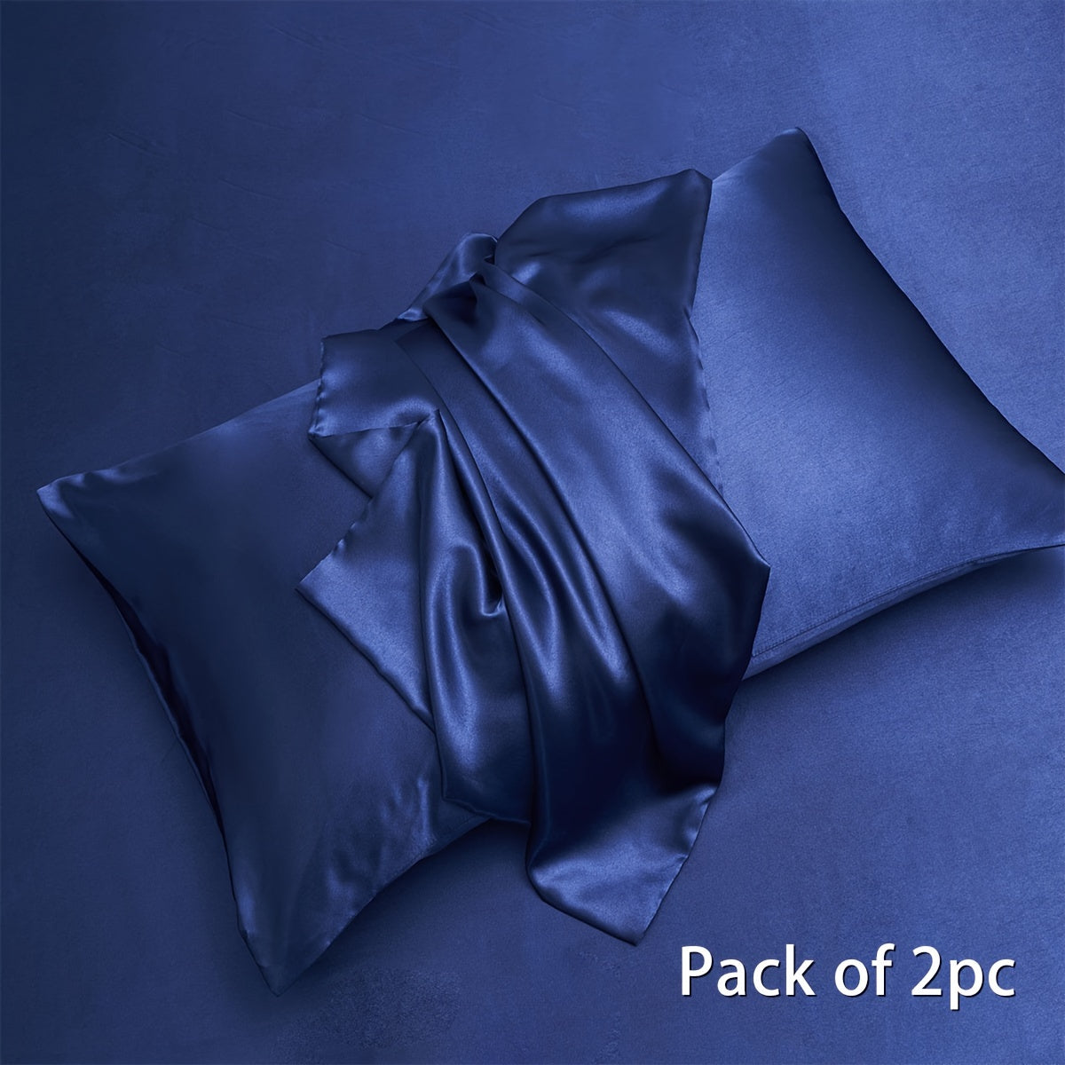 Juego de 2 fundas de almohada de satén de colores sólidos para dormitorio o sala de estar