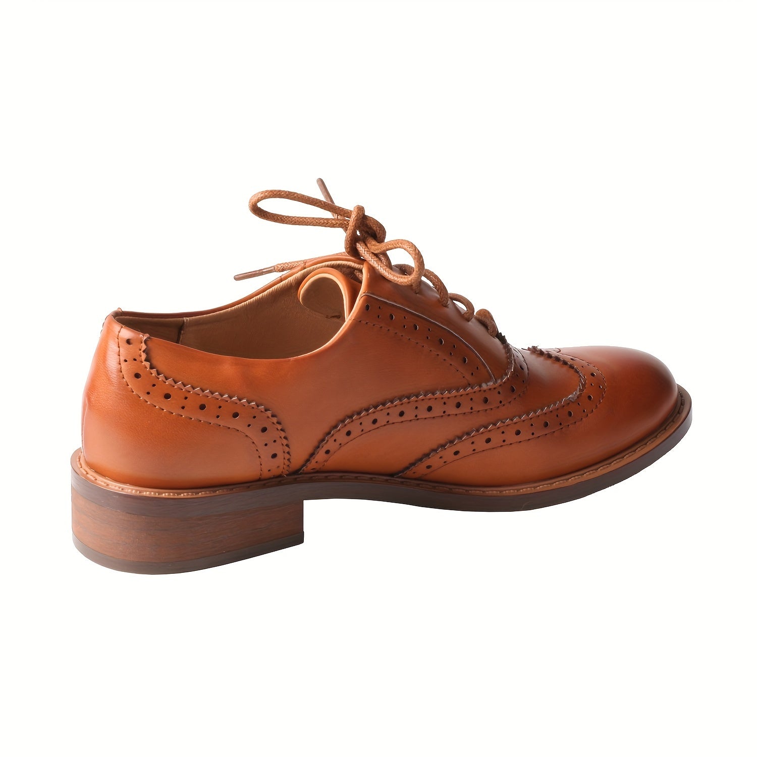 Women's Thick Soled Classic Leather Oxford Shoes with Carved Details