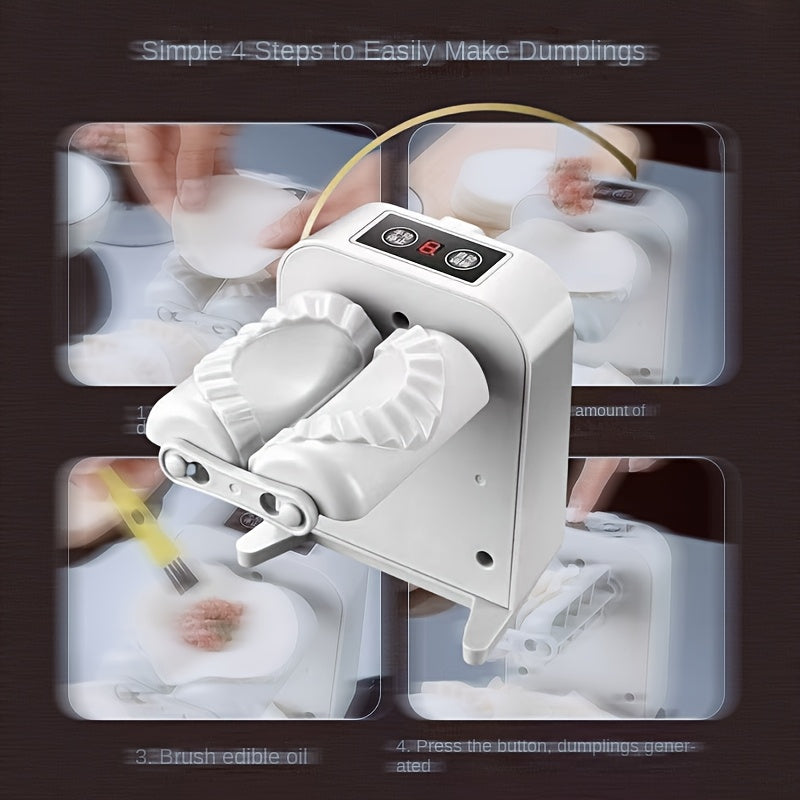 Hacedora eléctrica de dumplings, recargable por USB, portátil, de mano, con control de grosor ajustable, diseño duradero en plástico ABS gris