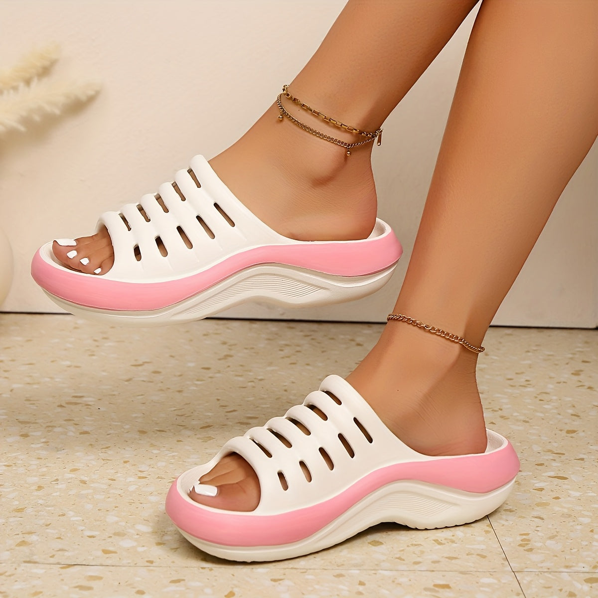 Women's Two-Tone EVA Sandals Lightweight Comfortable All-Season Beach Slippers