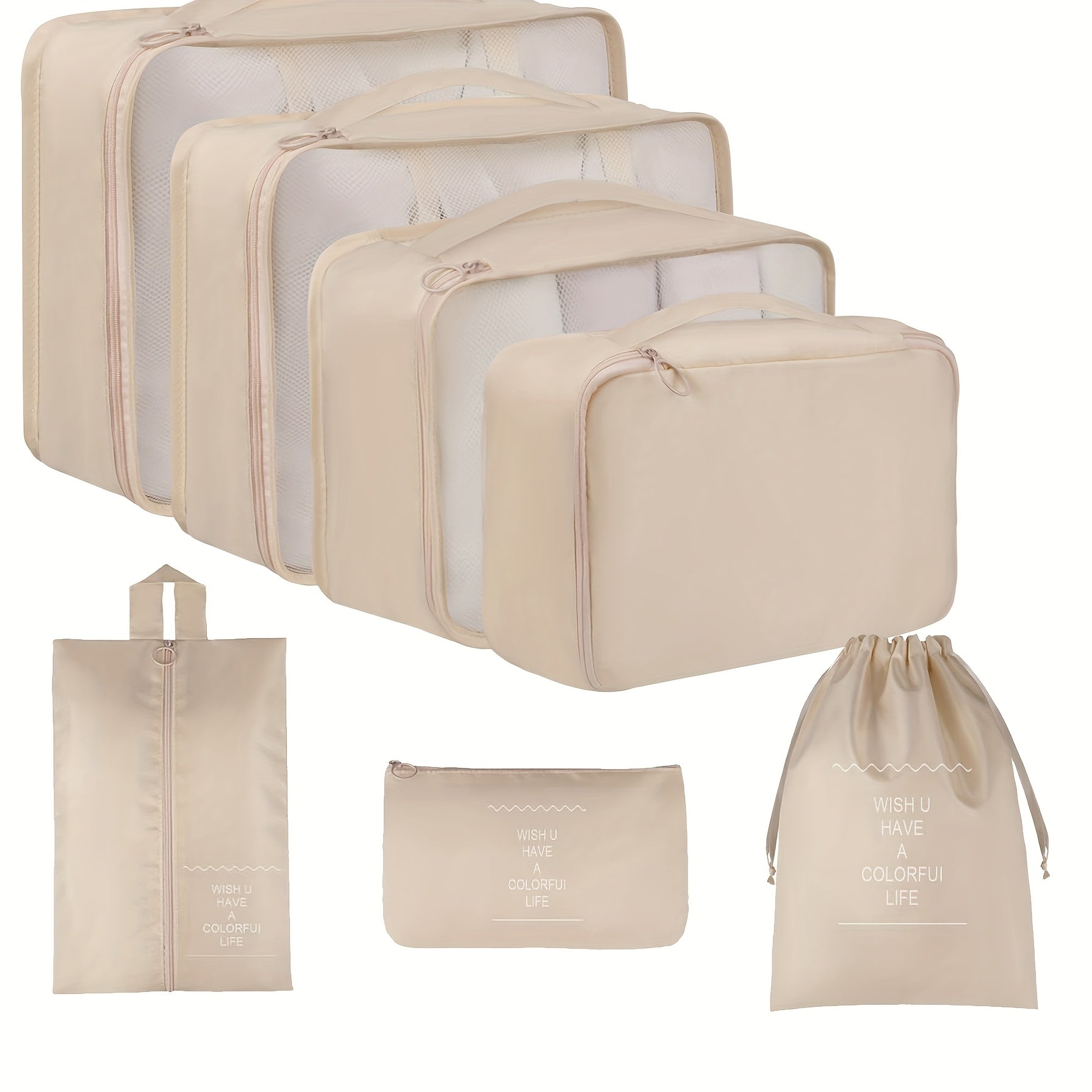 7-Piece Polyester Travel Organizer Bags Set for Luggage Sorting and Clothes Storage