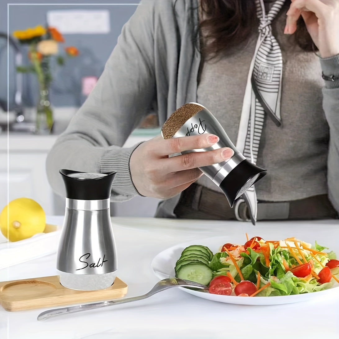 Set of 4 oz Glass Salt and Pepper Jars with Stainless Steel Lids Refillable for Kitchen Camping RV BBQ