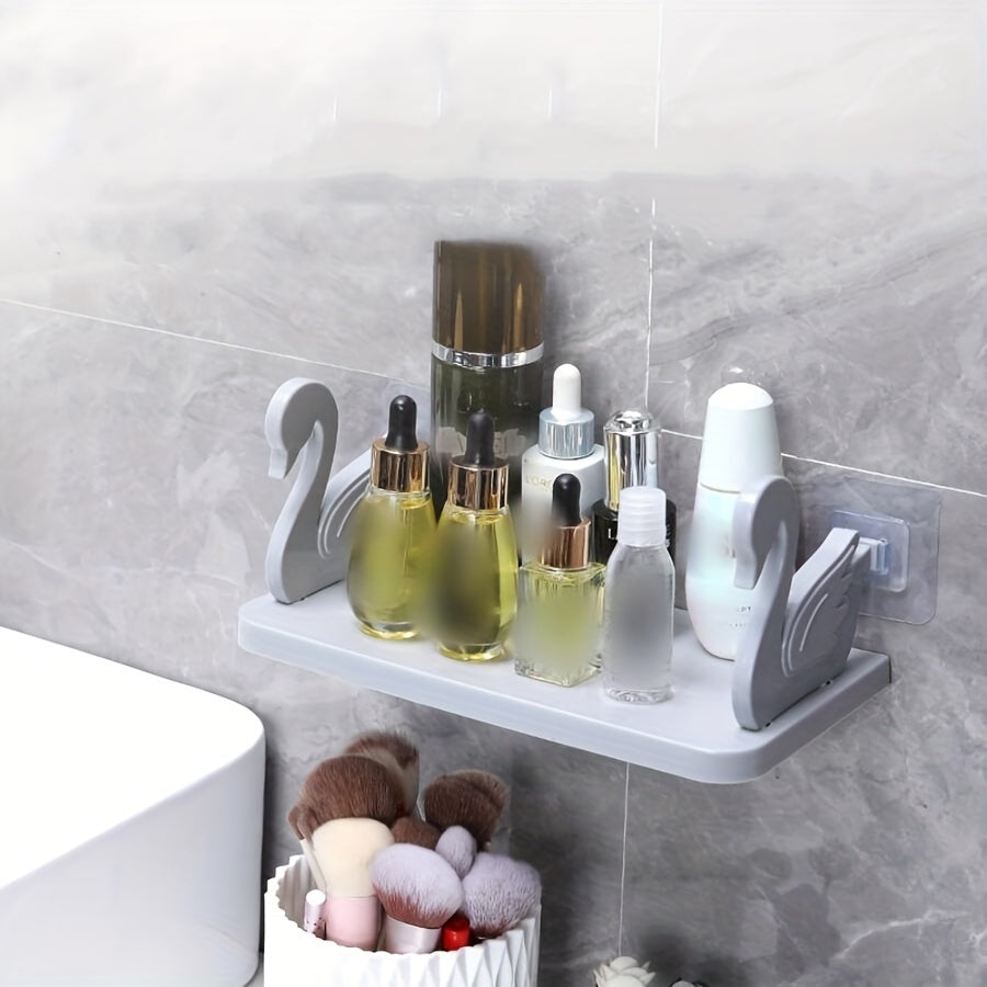 Wall-Mounted Storage Rack with Swan Shelf for Kitchen and Bathroom Organization