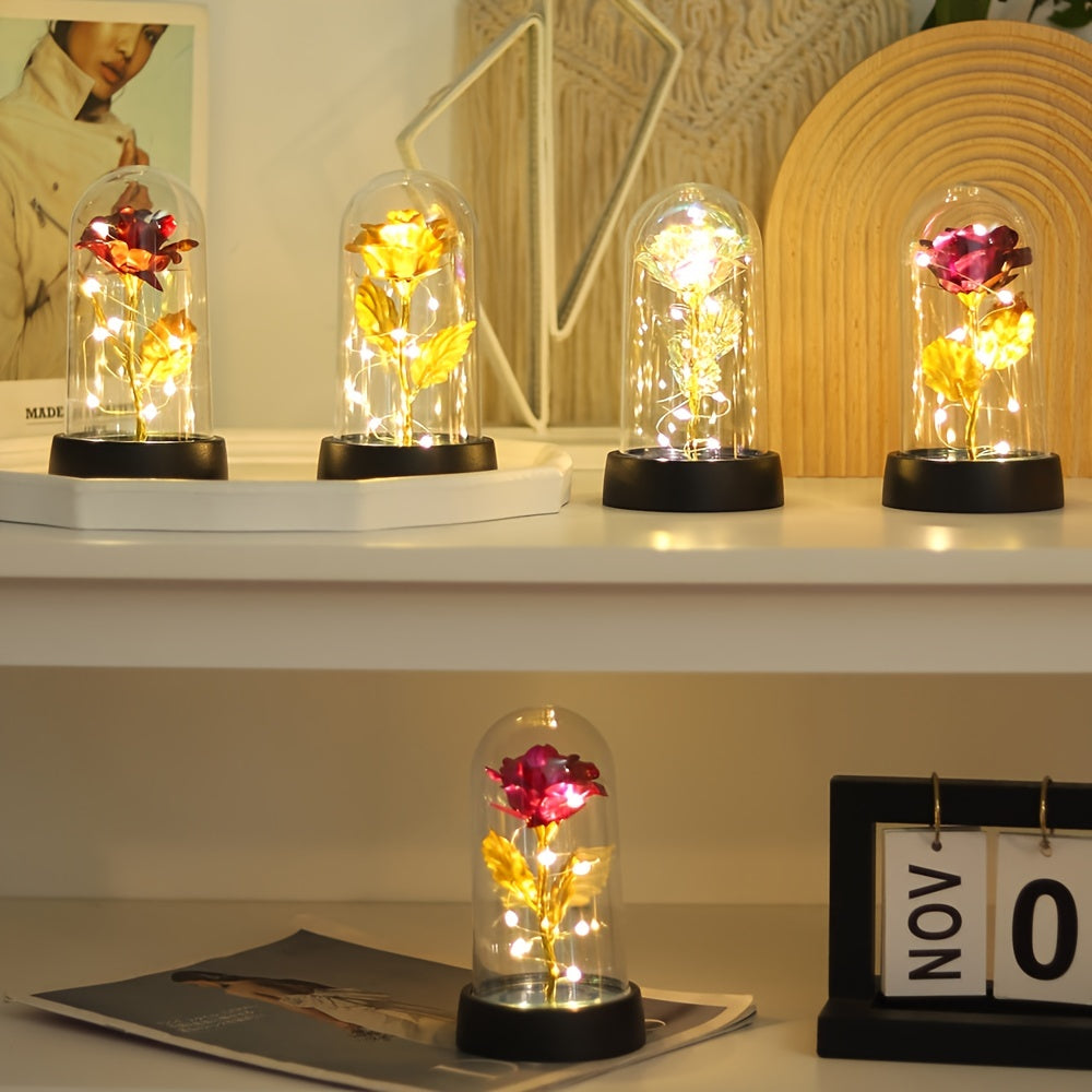 Golden Foil Rose Night Lamp Decorative Gift for Special Occasions
