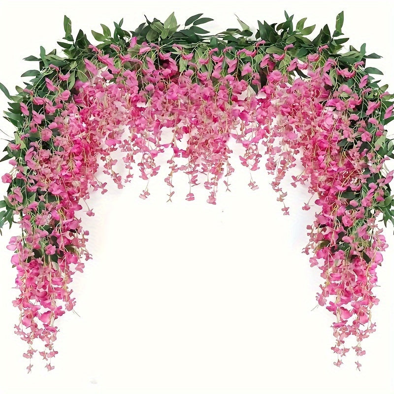 Guirnalda de glicinia artificial de 4 piezas, 173cm, enredaderas de flores falsas para hogar, jardín, arco de boda
