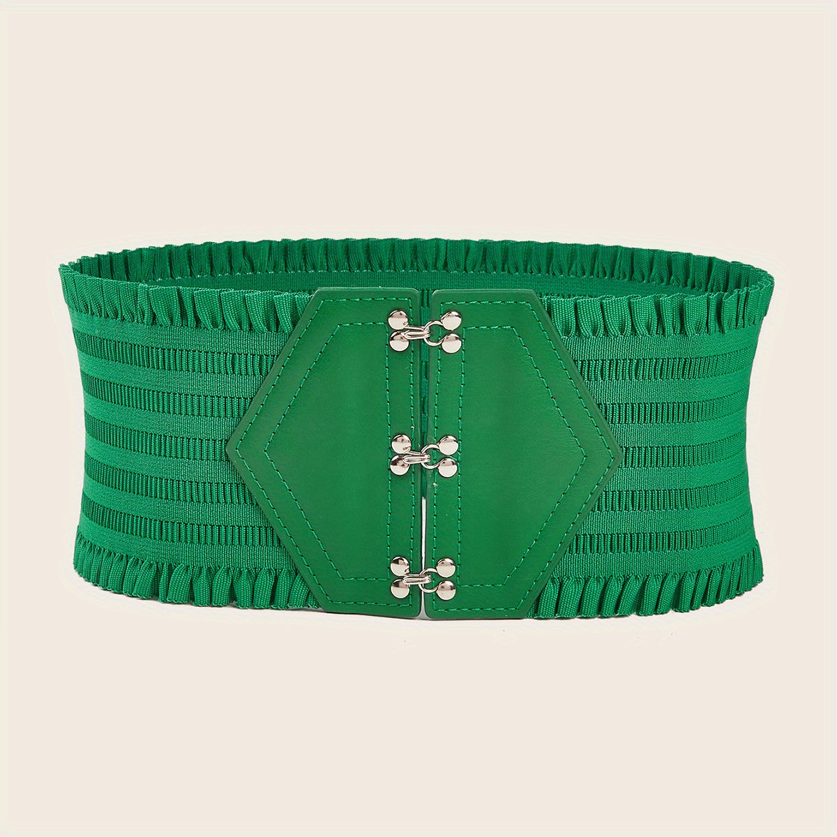 Women's Elastic Waistband Dress Girdle with Candy-Colored Ruffles and Wide Belt