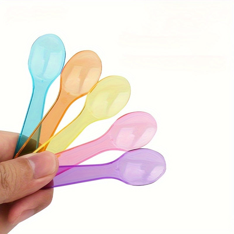 50 Colorful Disposable Plastic Mini Dessert Spoons Individually Wrapped for Ice Cream Yogurt