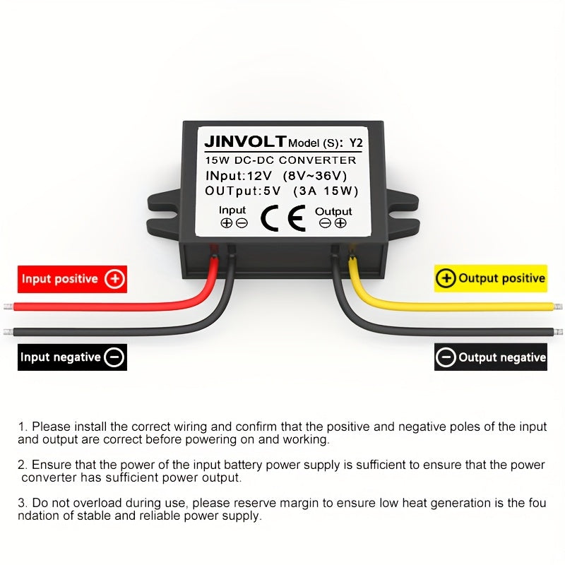 Convertidor de 12V a 5V DC, fuente de alimentación regulable, compacto, no necesita batería
