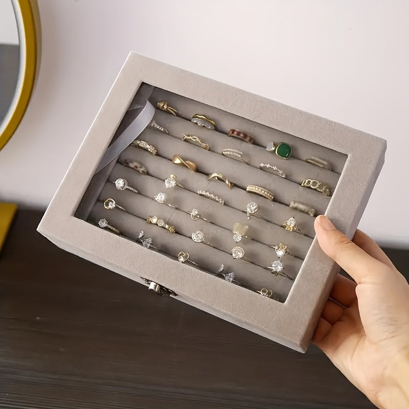 Velvet Jewelry Box with Dust Cover for Rings Earrings Necklaces Storage Organizer