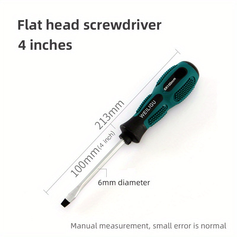 Magnetic Slotted Flat Head and Phillips Screwdriver Set, Non-Slip, 3-4 Inch