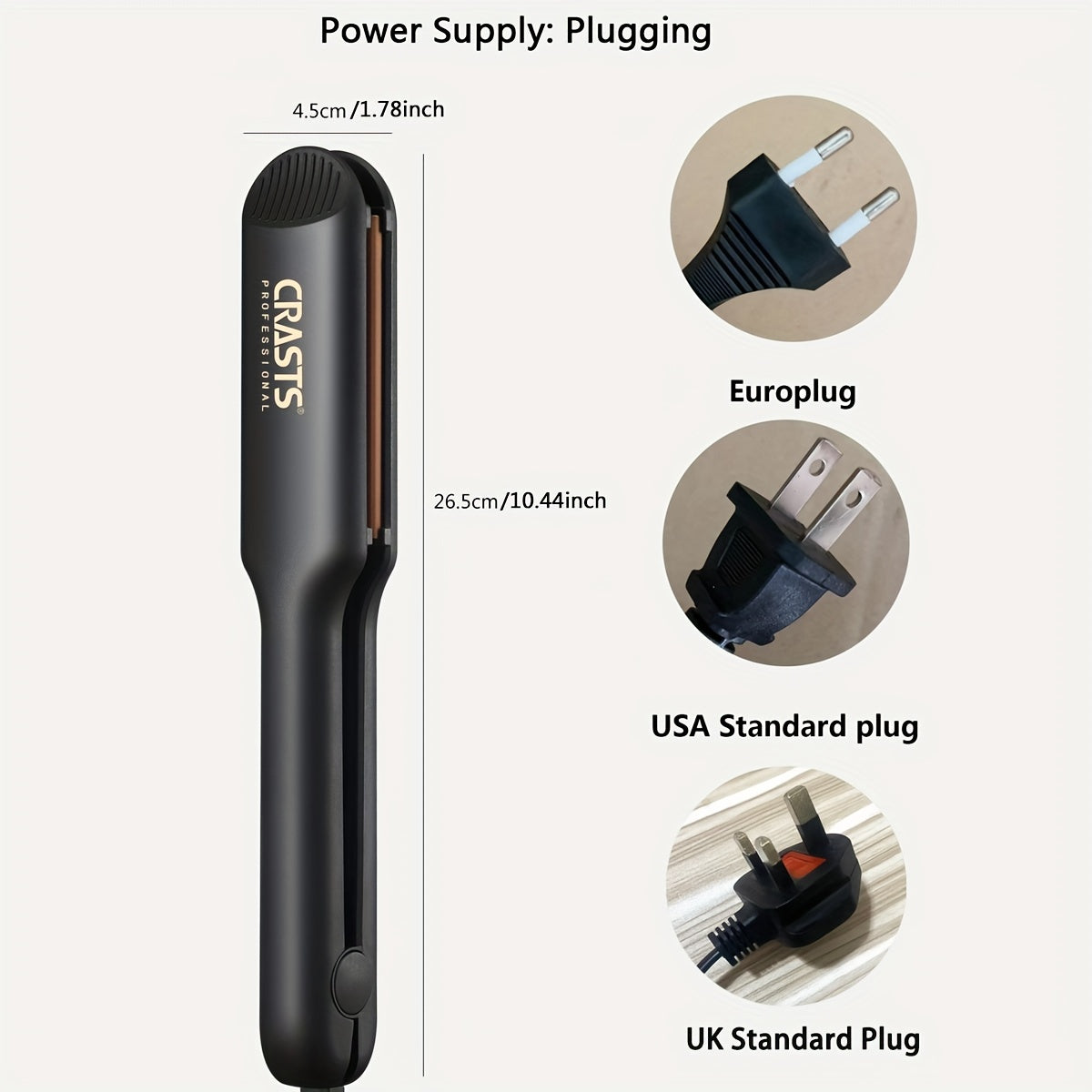 Dual Voltage Hair Straightener for All Hair Types with Euro, US, UK Plugs