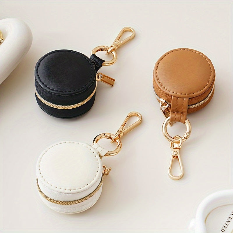 Small Leather Jewelry Box with Keychain for Earrings Rings and Accessories