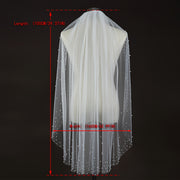 Bridal Veil with Imitation Pearls and Comb Nylon Wedding Accessory