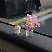 Miniature Resin Vase for Car Dashboard Decor with Healing Figurine