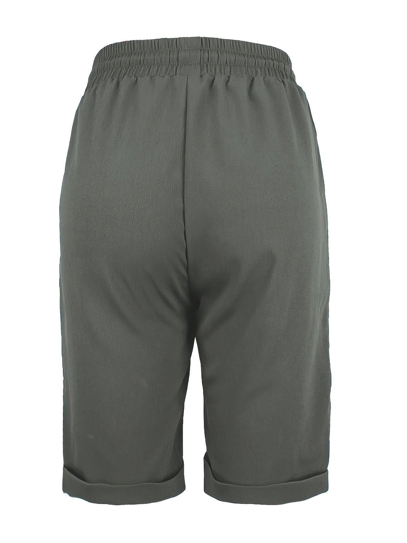 Plus Size Women’s Solid Drawstring Deck Pants Casual Elastic Waist Summer