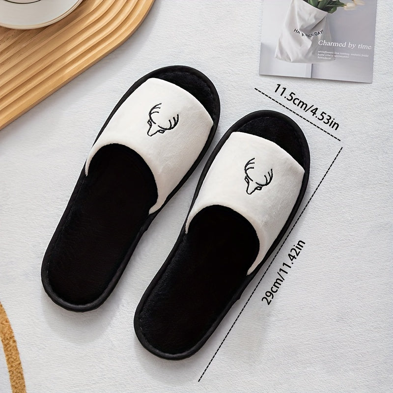 Women's Plush Non-Slip Disposable Indoor Slippers for Hotel Travel Winter