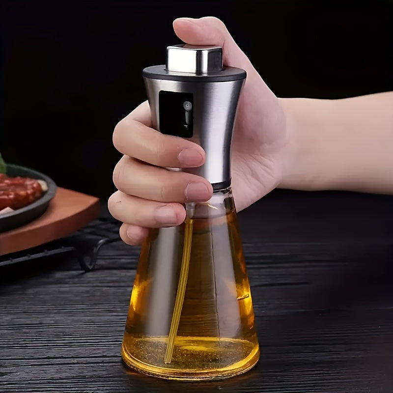 Botella de vinagre a prueba de fugas para cocinar con pulverizador de aceite de oliva de vidrio de acero inoxidable de 170 ml