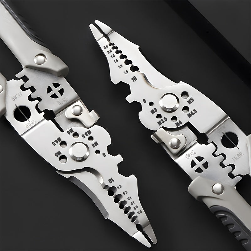 21.59cm Stainless Steel Wire Cutter and Stripper Pliers Multi-Functional Industrial Grade Electrical Tool