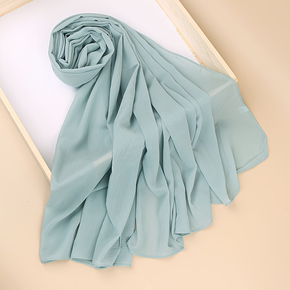 Ayollar uchun marvaridli hashamatli toʻliq rangli chiffon hijab turban sharf