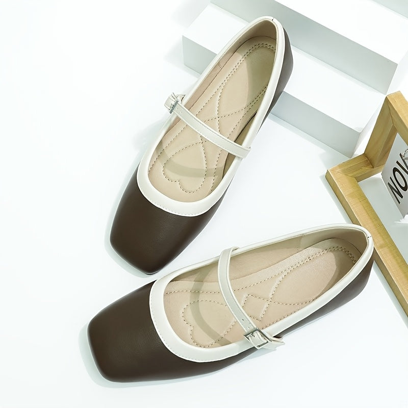 Women's Mary Jane Flats Synthetic Upper Square Toe All-Season