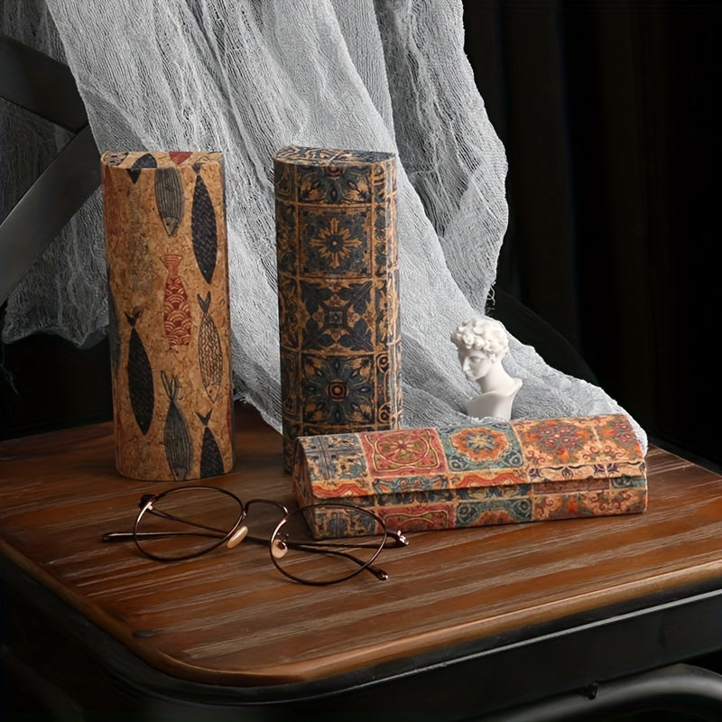 Vintage Retro Eyeglasses Case with Magnetic Closure Portable Protective Storage